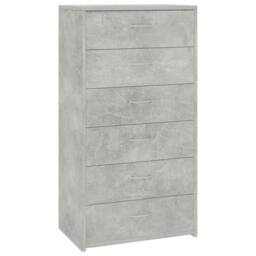 Berkfield Home Sideboard with 6 Drawers Concrete Grey 50x34x96 cm Engineered Wood - Size: 50 x 34 x 96 cm - thumbnail 3