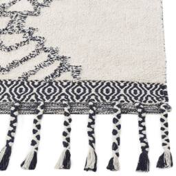 Wyld and Coco Handwoven Cotton Rug 80 x 150 cm Black White Tassels - Size: 80 cm x 150 cm - thumbnail 3