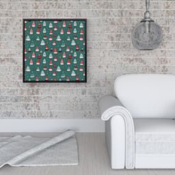 Warren Reed - Designer Hand Drawn Joyful Santa Hats Framed Canvas in Black - Size: w40 inch x h40 inch - thumbnail 2