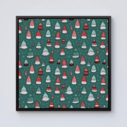 Warren Reed - Designer Hand Drawn Joyful Santa Hats Framed Canvas in Black - Size: w40 inch x h40 inch - thumbnail 1