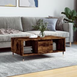 Berkfield Home Coffee Table Smoked Oak 90x50x36.5 cm Engineered Wood in Brown - thumbnail 1