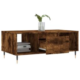 Berkfield Home Coffee Table Smoked Oak 90x50x36.5 cm Engineered Wood in Brown - thumbnail 4
