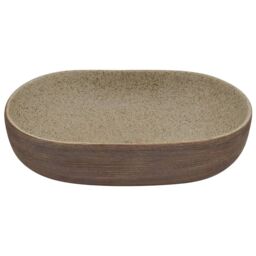 Berkfield Home Countertop Basin Sand & Brown Oval 59x40x14 cm Ceramic - Size: 59 x 40 x 14 cm - thumbnail 4