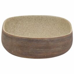 Berkfield Home Countertop Basin Sand & Brown Oval 59x40x14 cm Ceramic - Size: 59 x 40 x 14 cm - thumbnail 5