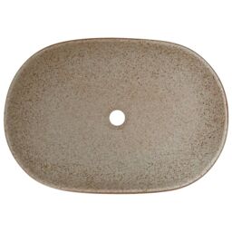 Berkfield Home Countertop Basin Sand & Brown Oval 59x40x14 cm Ceramic - Size: 59 x 40 x 14 cm - thumbnail 6