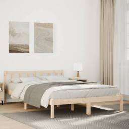 Berkfield Home Extra Long Bed Frame without Mattress 140x220 cm Solid Wood Pine in Natural - thumbnail 2