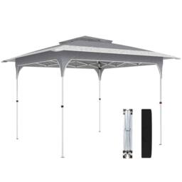 OUTSUNNY 3.5 x 3.5 m Pop Up Gazebo, UPF50+ One-Touch Party Tent in Dark Grey - Size: 3.5m - thumbnail 2