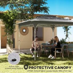 OUTSUNNY 3.5 x 3.5 m Pop Up Gazebo, UPF50+ One-Touch Party Tent in Dark Grey - Size: 3.5m - thumbnail 4