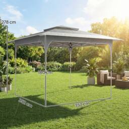 OUTSUNNY 3.5 x 3.5 m Pop Up Gazebo, UPF50+ One-Touch Party Tent in Dark Grey - Size: 3.5m - thumbnail 3