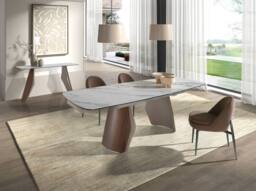 Angel Cerda Dark-Brown Fabric Dining Chair in Brown - thumbnail 5