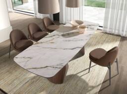 Angel Cerda Dark-Brown Fabric Dining Chair in Brown - thumbnail 4