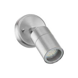 Loops IP44 Outdoor Wall Light Stainless Steel 1 x 5W GU10 Bulb Adjustable Porch Lamp in Metallics - thumbnail 1