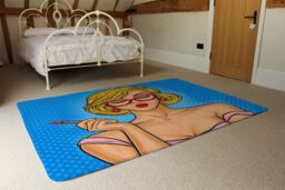 Benjamin Tate Design Pop Art Illustration Woman Paints Her Lips Designer Rug in Natural - Size: Large - thumbnail 3