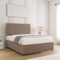 "BSSPOKE Brooke Divan Bed Plush Velvet 24""Headboard & No Drawers No Mattress in Taupe - Size: Double" - thumbnail 3