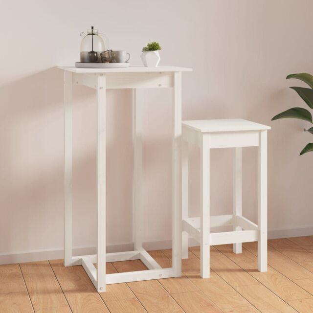 Berkfield Home Bar Table White 60x60x110 cm Solid Wood Pine - Size: 60 x 60 x 110 cm - image 1