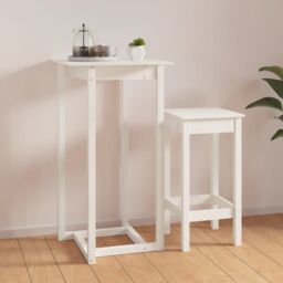 Berkfield Home Bar Table White 60x60x110 cm Solid Wood Pine - Size: 60 x 60 x 110 cm - thumbnail 1