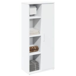 Berkfield Home Bathroom Cabinet with Roll Holder White 39x22x90 cm - Size: 39 x 22 x 90 cm - thumbnail 1