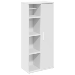 Berkfield Home Bathroom Cabinet with Roll Holder White 39x22x90 cm - Size: 39 x 22 x 90 cm - thumbnail 2