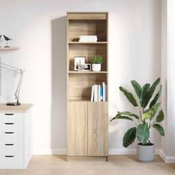 Berkfield Home Highboard Sonoma Oak 50x35x180 cm Engineered Wood in Light Tan - Size: 50 x 35 x 180 cm