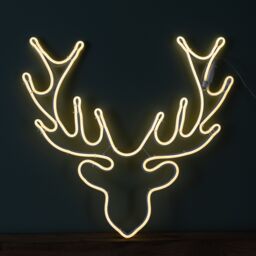 Samuel Alexander 58cm Light up Neon Flex Christmas Reindeer Head with Warm White LEDs - thumbnail 2