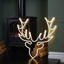 Samuel Alexander 58cm Light up Neon Flex Christmas Reindeer Head with Warm White LEDs - thumbnail 3