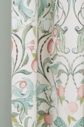 Catherine Lansfield 'Clarence Floral ' Lined Eyelet Curtains Two Panels in Beige - Size: 168 cm width x 183 cm drop - thumbnail 3