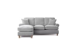 The Great Sofa Company Ezra Left Hand Velvet Chaise Sofa - Scroll Arm in Light Grey - Size: Medium - thumbnail 2