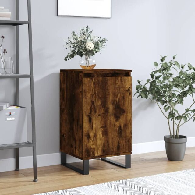 Berkfield Home Sideboard Smoked Oak 40x35x70 cm Engineered Wood in White - Size: 40 x 35 x 70 cm - image 1