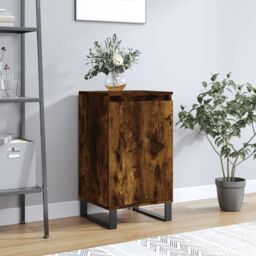Berkfield Home Sideboard Smoked Oak 40x35x70 cm Engineered Wood in White - Size: 40 x 35 x 70 cm