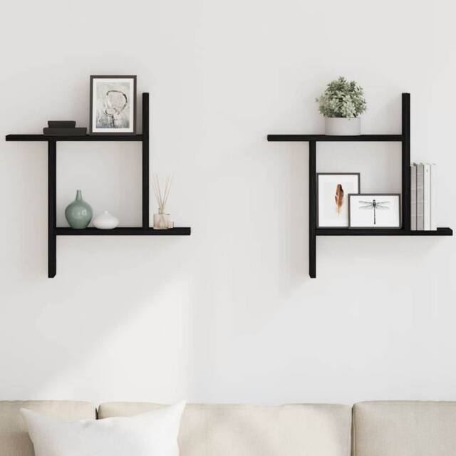 Berkfield Home Durable Wall Shelves 2 pcs Black Oak 50x12x50 cm Engineered Wood - Size: 50 x 12 x 50 cm - image 1
