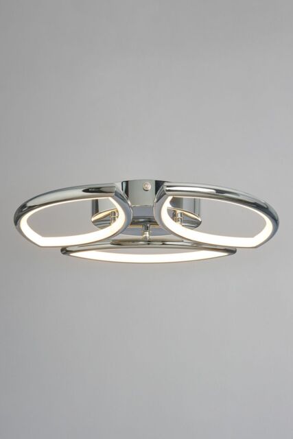 BHS Lighting Karly Chrome LED Flush Bathroom Ceiling Light in Silver - image 1
