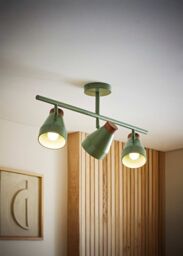 ValueLights Parker Gloss & Walnut Dome Lamp 3 Way Bar Ceiling Light with Bulbs in Pale Green