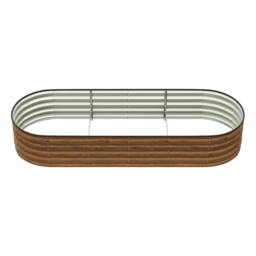 Living and Home Oval-Shaped Galvanised Steel Raised Garden Bed in Brown - Size: Large - thumbnail 2