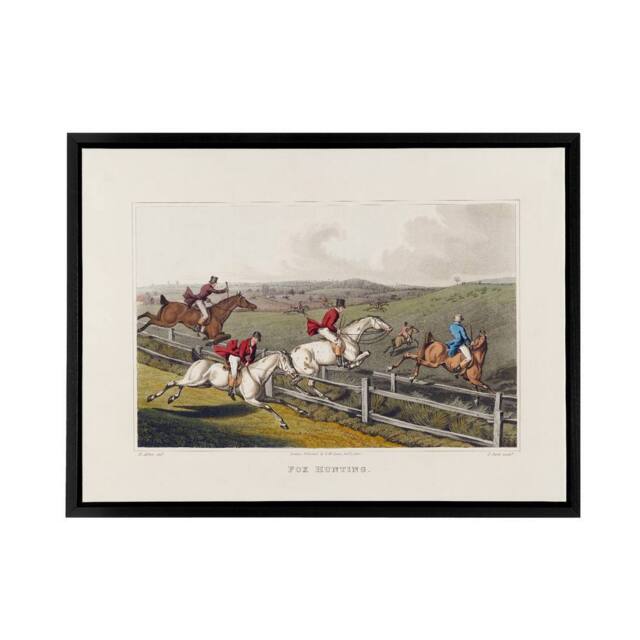 "Artery8 Clark Fox Hunting Horse Hounds Framed Canvas Wall Art Print - Size: W12"" x H16""" - image 1