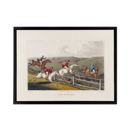 "Artery8 Clark Fox Hunting Horse Hounds Framed Canvas Wall Art Print - Size: W12"" x H16""" - thumbnail 1