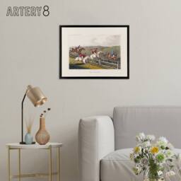 "Artery8 Clark Fox Hunting Horse Hounds Framed Canvas Wall Art Print - Size: W12"" x H16""" - thumbnail 3