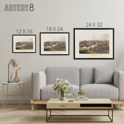 "Artery8 Clark Fox Hunting Horse Hounds Framed Canvas Wall Art Print - Size: W12"" x H16""" - thumbnail 4