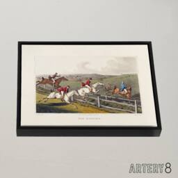 "Artery8 Clark Fox Hunting Horse Hounds Framed Canvas Wall Art Print - Size: W12"" x H16""" - thumbnail 2