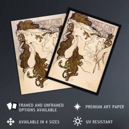 "Artery8 Salon des Cent French Drawing Vintage Framed Wall Art Print Mucha in Beige - Size: W12"" x H16""" - thumbnail 2
