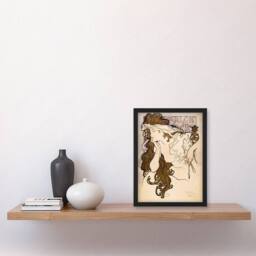 "Artery8 Salon des Cent French Drawing Vintage Framed Wall Art Print Mucha in Beige - Size: W12"" x H16""" - thumbnail 4