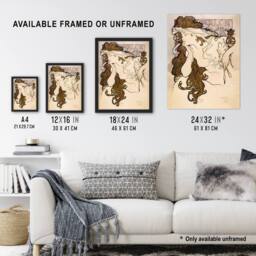 "Artery8 Salon des Cent French Drawing Vintage Framed Wall Art Print Mucha in Beige - Size: W12"" x H16""" - thumbnail 3