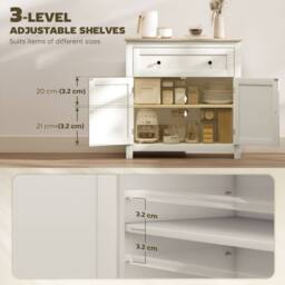 HOMCOM Sideboard, Kitchen Storage Cabinet w/ Adjustable Shelf, Drawer in Cream - thumbnail 6
