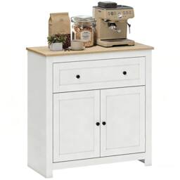HOMCOM Sideboard, Kitchen Storage Cabinet w/ Adjustable Shelf, Drawer in Cream - thumbnail 2