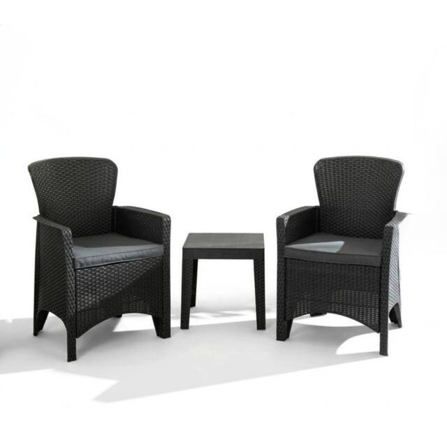 HOME LUXE INTERIOR Oxford Charm Bistro Set - 3pc Garden Furniture Set with Armchairs in Black - image 1