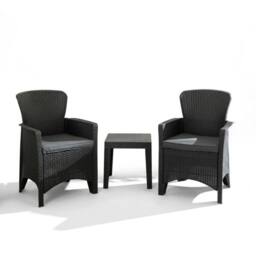 HOME LUXE INTERIOR Oxford Charm Bistro Set - 3pc Garden Furniture Set with Armchairs in Black - thumbnail 1