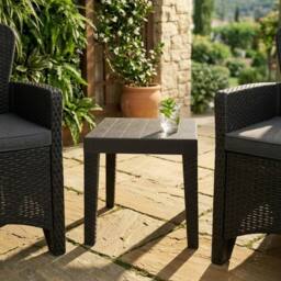 HOME LUXE INTERIOR Oxford Charm Bistro Set - 3pc Garden Furniture Set with Armchairs in Black - thumbnail 5