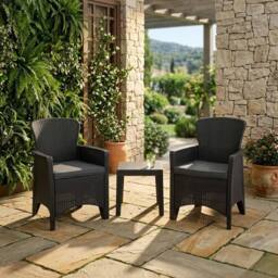 HOME LUXE INTERIOR Oxford Charm Bistro Set - 3pc Garden Furniture Set with Armchairs in Black - thumbnail 4