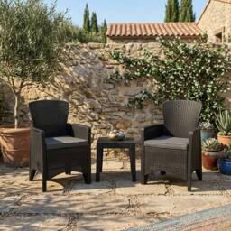 HOME LUXE INTERIOR Oxford Charm Bistro Set - 3pc Garden Furniture Set with Armchairs in Black - thumbnail 2