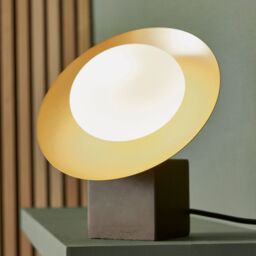 Loops Pebble Glass Table Lamp Light - Gold & Bronze Metalwork - Opal Glass Shades in Clear - thumbnail 4