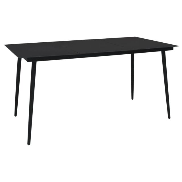Berkfield Home Garden Dining Table Black 150x80x74 cm Steel & Glass - Size: 150 x 80 x 74 cm - image 1
